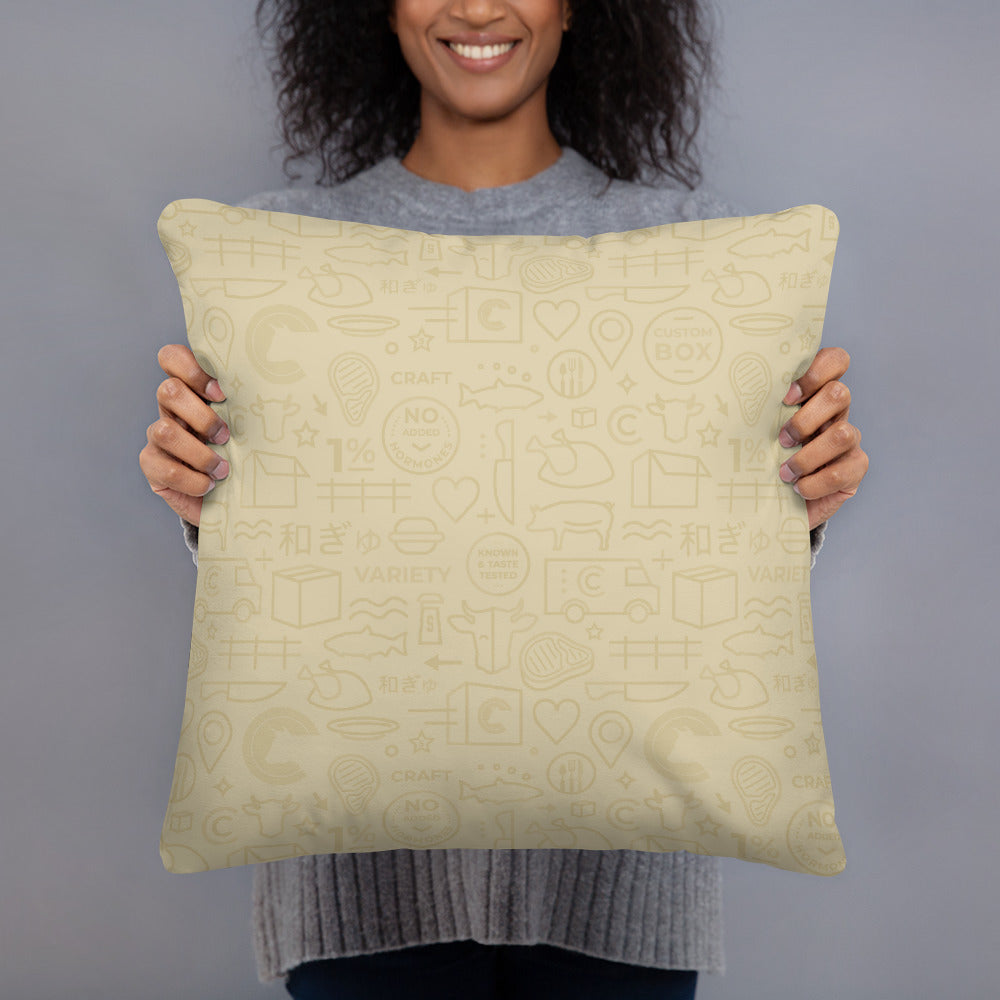 Crowd Cow Pillow-Beige Print